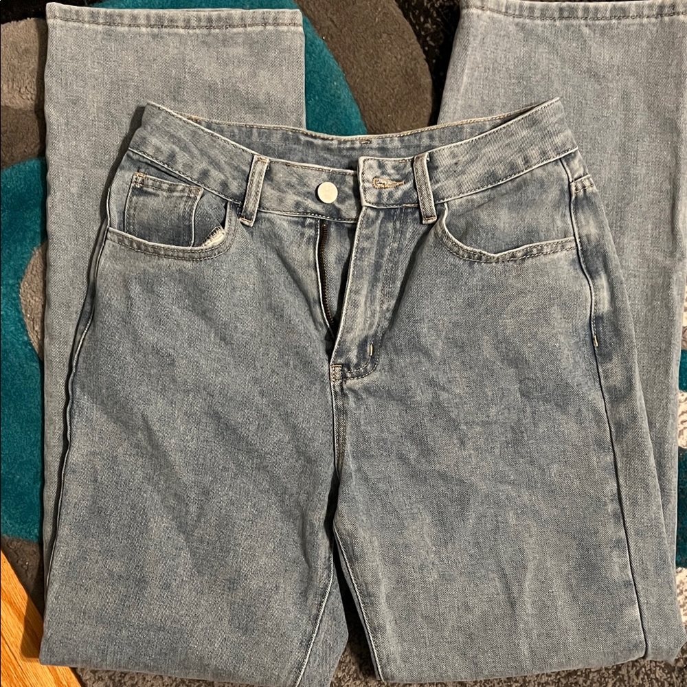 Hollister Light Blue Straight Leg Jeans, Strechy